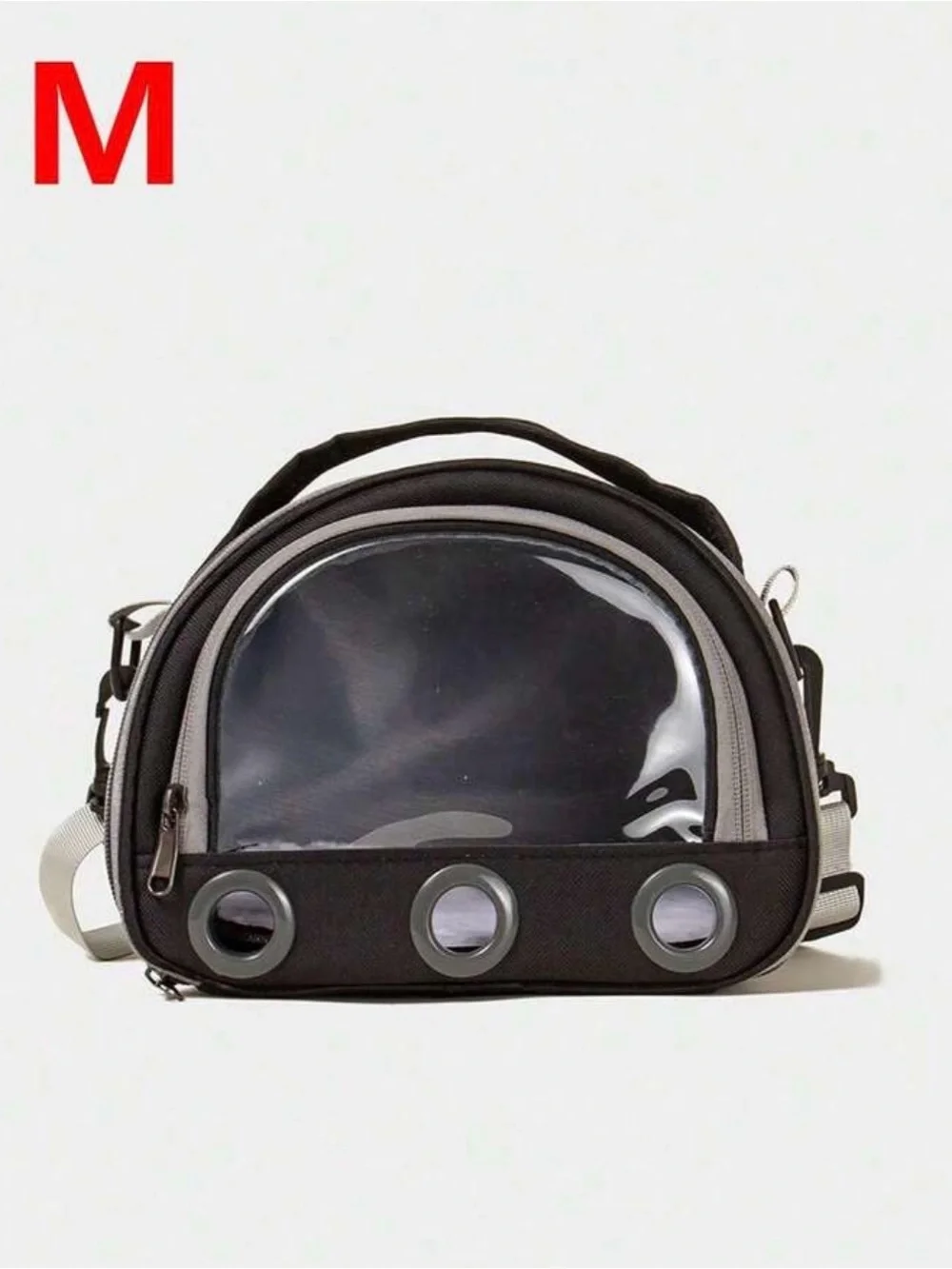 Transparent Front Small Pet Carrier Bag - Black and Gray
